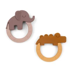 Anneau de dentition lot de 2 - Deer friends - Moutarde/Rose