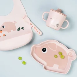 Assiette silicone avec ventouse - Pigee - Rose