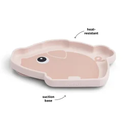 Assiette silicone avec ventouse - Pigee - Rose
