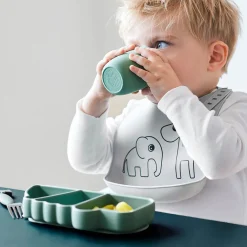 Assiette silicone avec ventouse - Croco - Vert