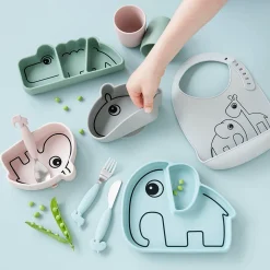 Assiette silicone avec ventouse - Croco - Vert