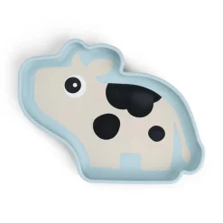 Assiette silicone avec ventouse - Dotti - Bleu