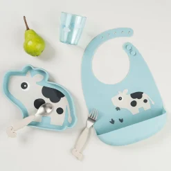 Assiette silicone avec ventouse - Dotti - Bleu