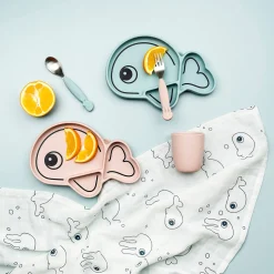 Assiette silicone avec ventouse - Wally - Bleu