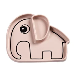Assiette silicone avec ventouse - Elphee - Rose