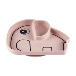 Assiette silicone avec ventouse - Elphee - Rose
