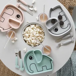 Assiette silicone avec ventouse - Elphee - Rose