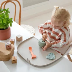 Bavoir à manches avec poche - Stripes - Bleu