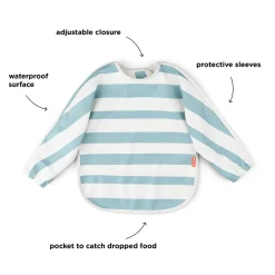 Bavoir à manches avec poche - Stripes - Bleu