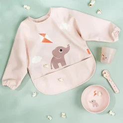 Bavoir à manches avec poche - Playground - Rose