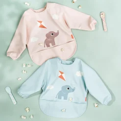 Bavoir à manches avec poche - Playground - Rose