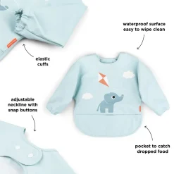 Bavoir à manches avec poche - Playground - Bleu