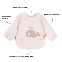 Bavoir à manches avec poche - Wally - Rose