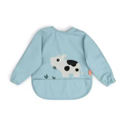 Bavoir à manches avec poche - Tiny farm - Bleu