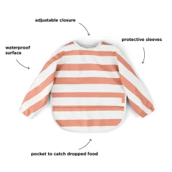 Bavoir à manches avec poche - Stripes - Papaye