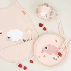 Bavoir élastique - Tiny farm - Rose