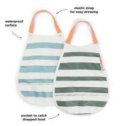 Bavoir élastique lot de 2 - Stripes - Bleu/Vert