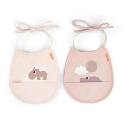 Bavoir petit lot de 2 - Happy clouds - Rose