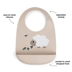 Bavoir silicone - Sheepy - Sable
