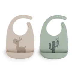 Bavoir silicone lot de 2 - Lalee - Sable/Vert