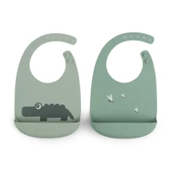 Bavoir silicone lot de 2 - Croco - Vert