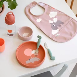 Bavoir velcro - Happy clouds - Rose