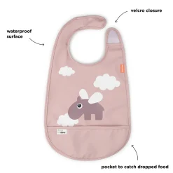 Bavoir velcro - Happy clouds - Rose