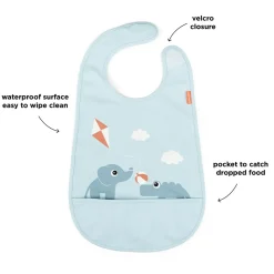 Bavoir velcro - Playground - Bleu