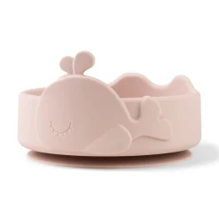 Bol ventouse et cuillère silicone - Wally - Rose