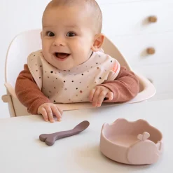 Bol ventouse et cuillère silicone - Wally - Bleu