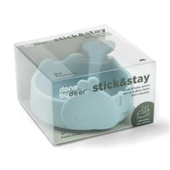 Bol ventouse et cuillère silicone - Wally - Bleu