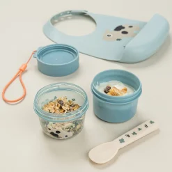 Boîte à goûter double petit - Tiny farm - Bleu