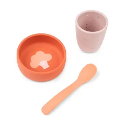 Coffret premier repas en silicone - Papaye
