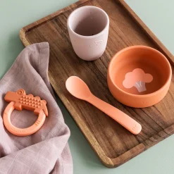 Coffret premier repas en silicone - Papaye