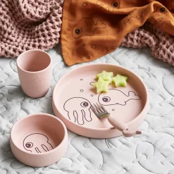 Coffret repas en silicone - Sea friends - Rose