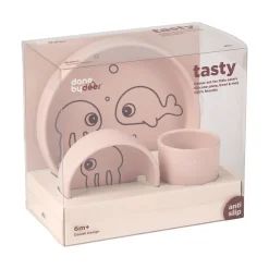 Coffret repas en silicone - Sea friends - Rose