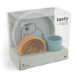 Coffret repas en silicone - Elphee - Gris/Moutarde/Bleu