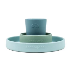 Coffret repas en silicone - Happy clouds - Bleu