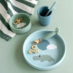 Coffret repas en silicone - Happy clouds - Bleu