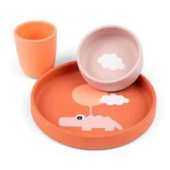 Coffret repas en silicone - Happy clouds - Papaye