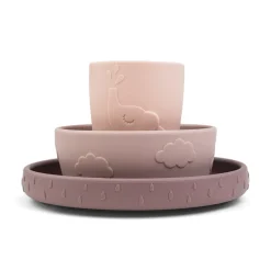 Coffret repas ventouse - Deer friends - Rose