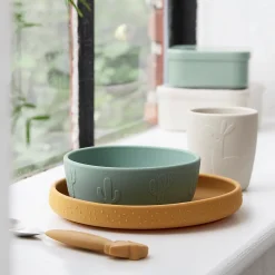 Coffret repas ventouse - Lalee - Vert/Moutarde/Sable