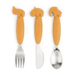 Couverts set de 3 Easy-grip - Deer friends - Moutarde