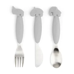 Couverts set de 3 Easy-grip - Deer friends - Gris