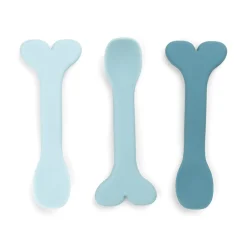 Cuillère bébé silicone lot de 3 - Wally - Bleu