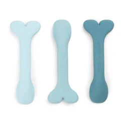 Cuillère bébé silicone lot de 3 - Wally - Bleu