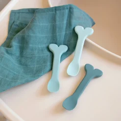 Cuillère bébé silicone lot de 3 - Wally - Bleu