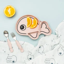 Cuillère et fourchette Easy-grip - Sea friends - Rose