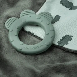 Doudou plat attache sucette - Croco - Vert