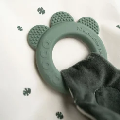 Doudou plat attache sucette - Croco - Vert